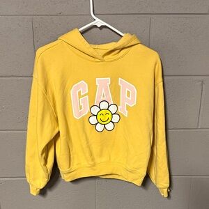 GAP Yellow Hoodie with Smiley Flower Graphic
